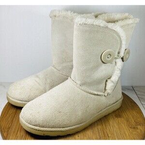 Kohls Womens WINTER IVORY Suede Casual Faux Fur Lined Mid Calf Winter Boots 8M